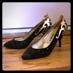 Sacha London Black Heels with Gold Accents